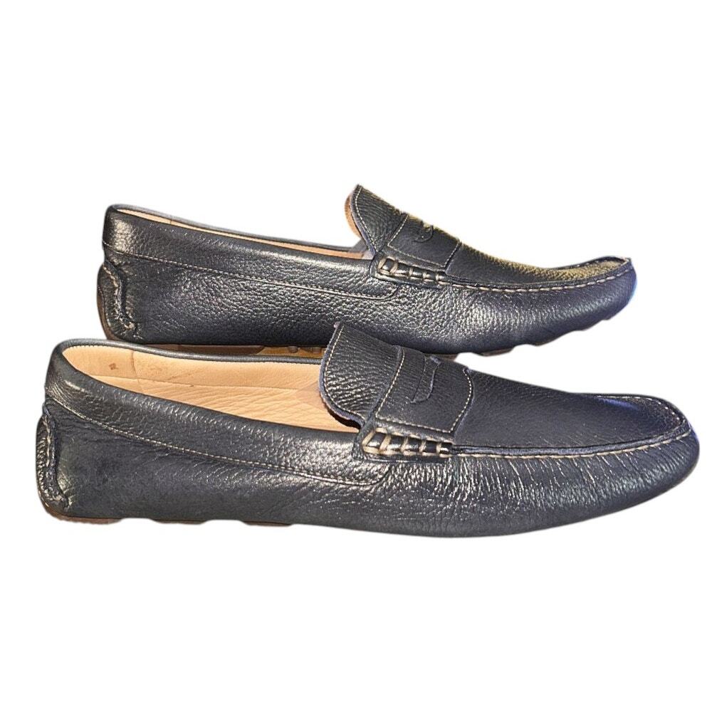 1901 Navy Blue Pebbled Leather Casual Slip-On Penny Driving Loafers 11.5